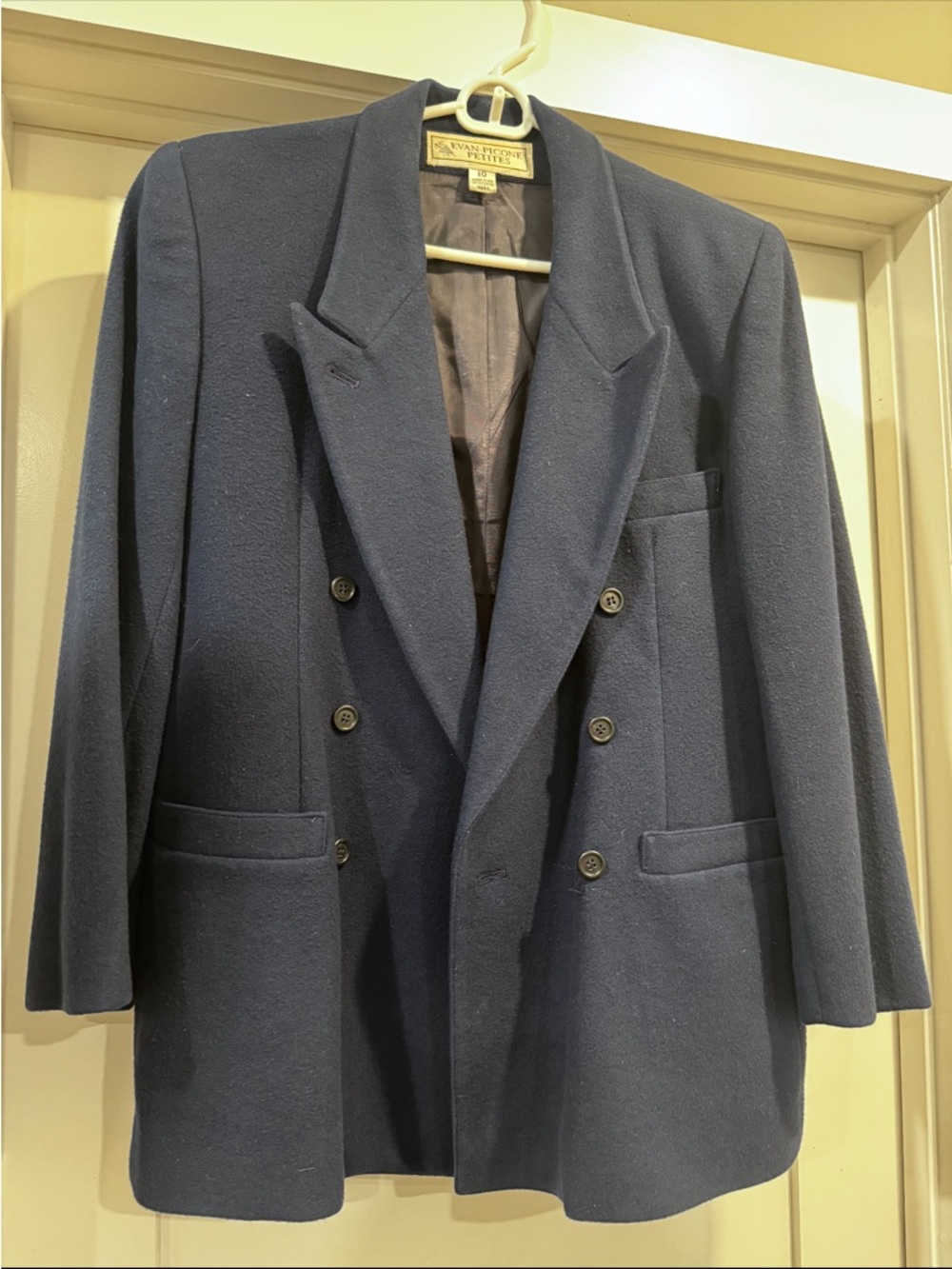 Evan Picone Navy Double-Breasted Pea Coat